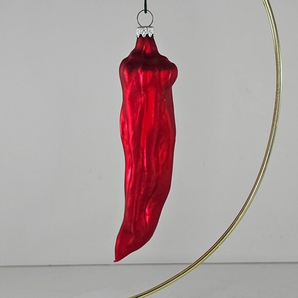 Vintage Red Glass Chili Pepper Christmas Ornament Glass Germany - Picture 5 of 8